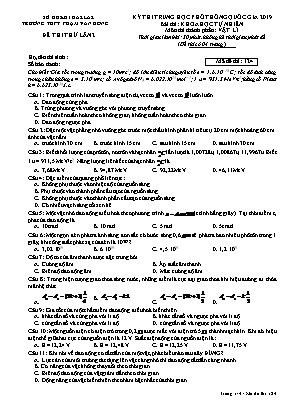 Đề thi thử THPT Quốc gia môn Vật lý lần 2 năm 2019 - Mã đề 124 - Trường THPT Phạm Văn Đồng